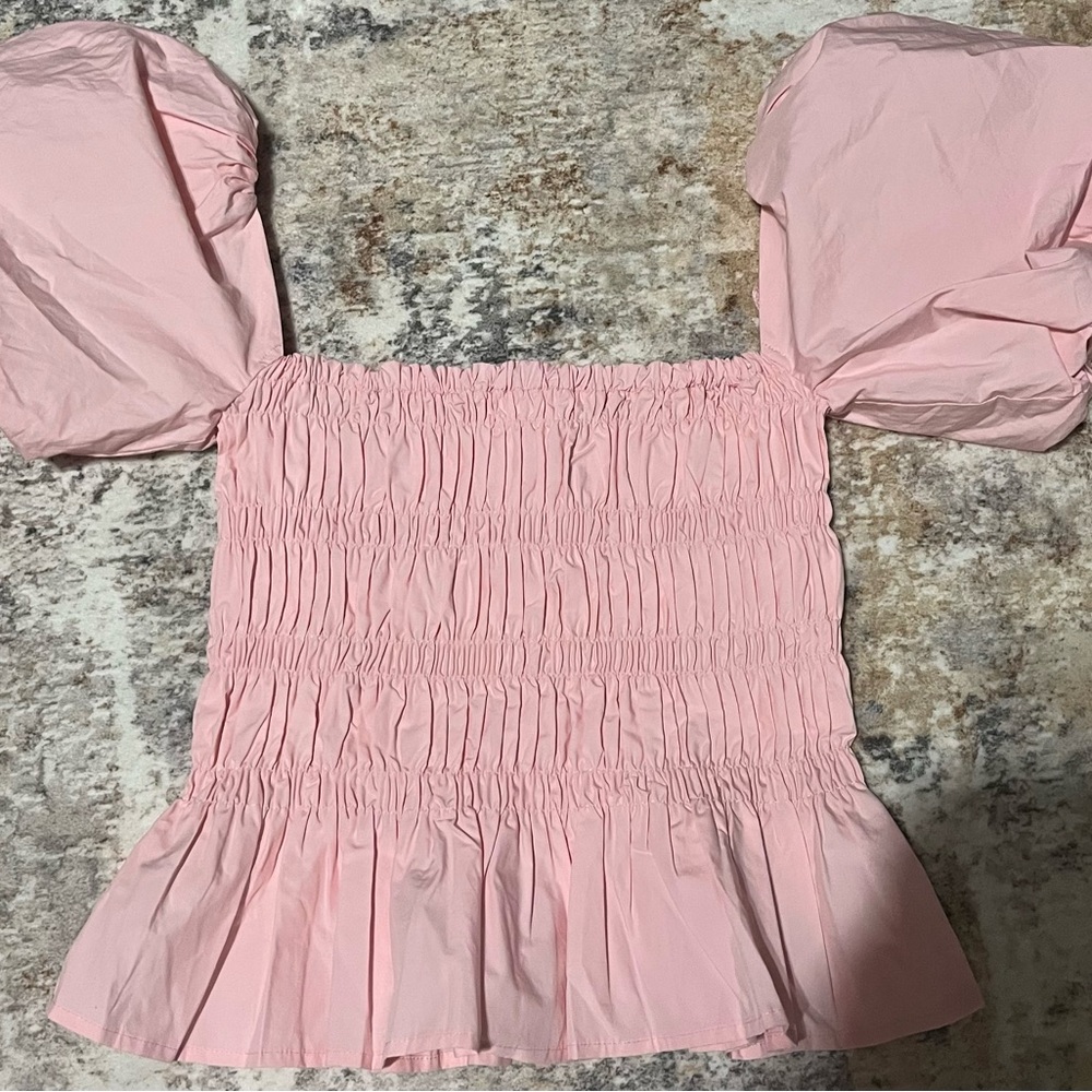 Astr Pink Puff Sleeve Blouse
